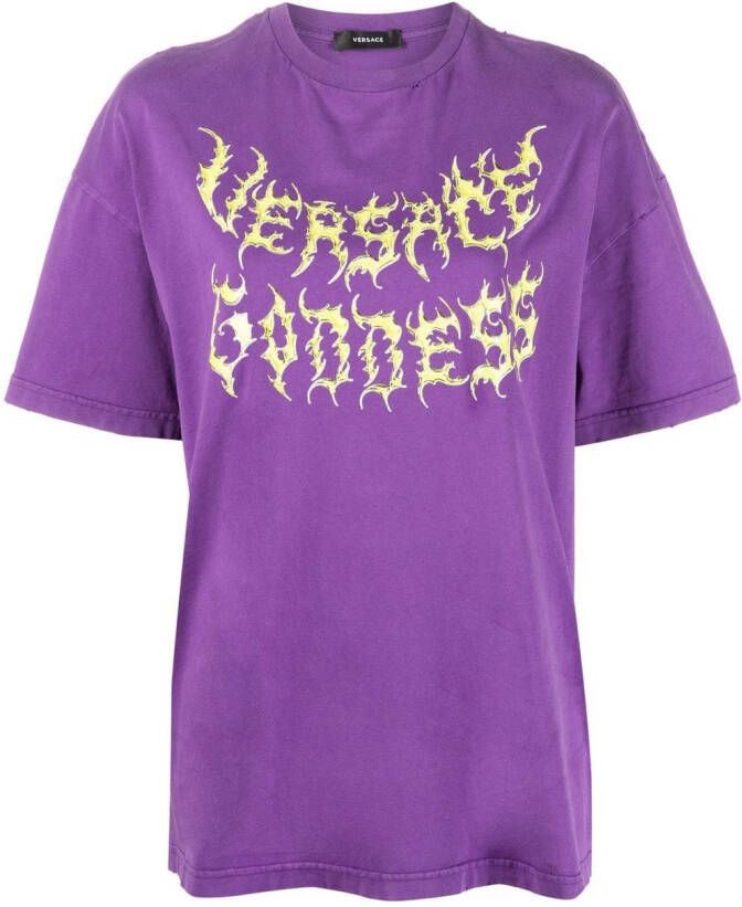 Versace T-shirt met logoprint Paars