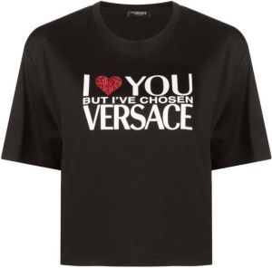 Versace T-shirt met tekst Zwart