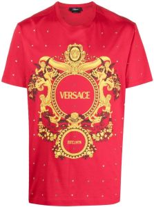 Versace T-shirt verfraaid met kristallen Rood