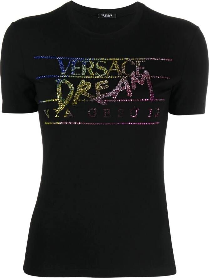 Versace T-shirt verfraaid met stras Zwart