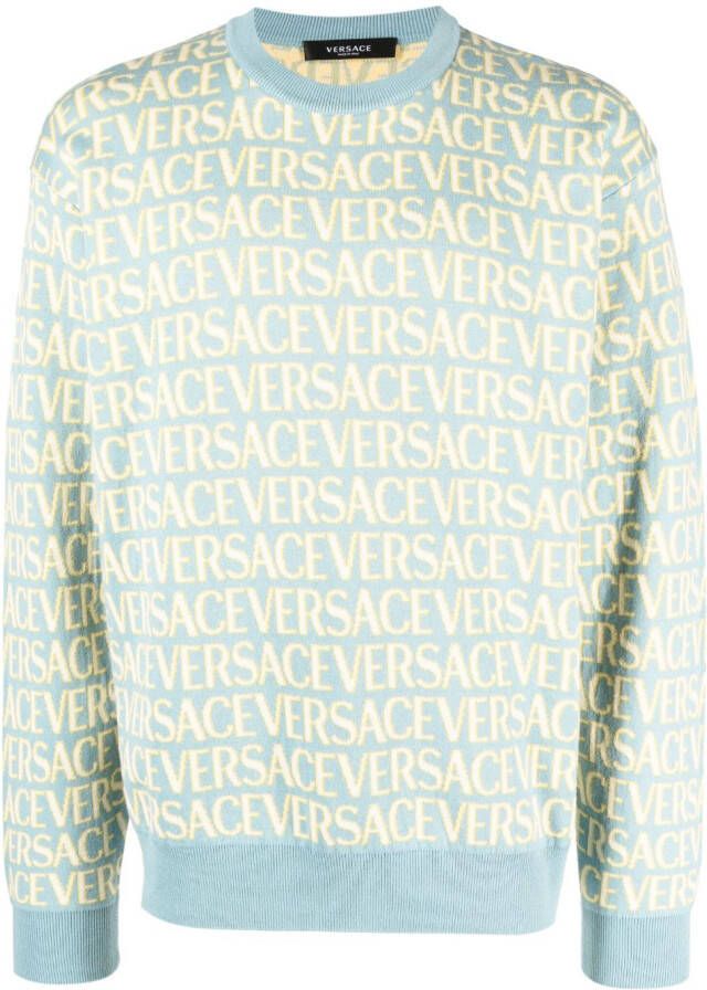 Versace Trui met jacquard Blauw