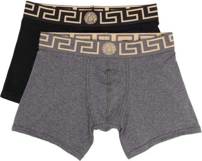 Versace Twee boxershorts met logoband Zwart
