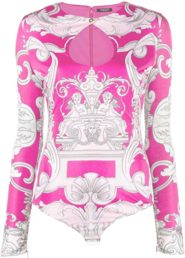 Versace Body met baroccoprint en uitgesneden details Roze
