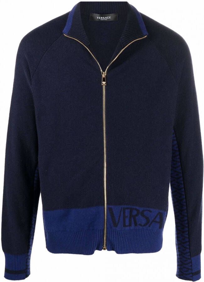 Versace Vest met logo jacquard Blauw