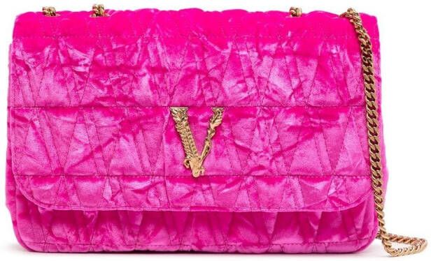 Versace Virtus fluwelen schoudertas Roze