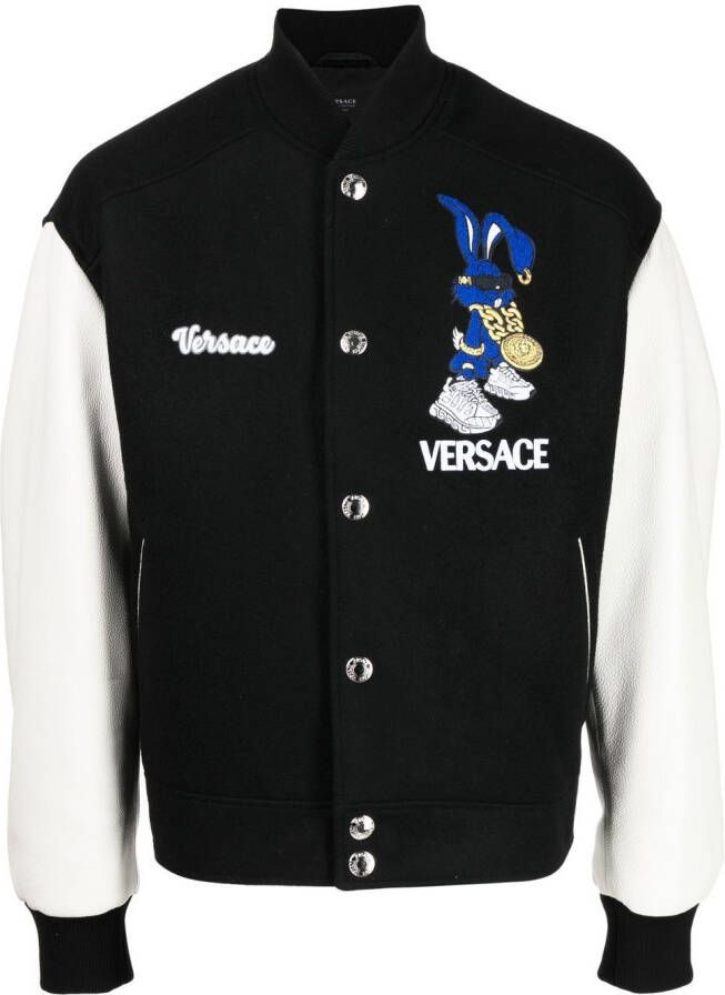 Versace Bomberjack met geborduurd logo Zwart