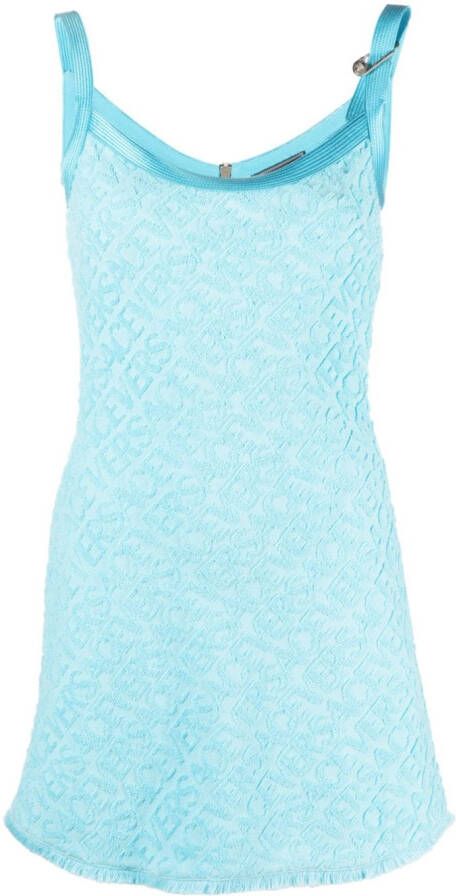 Versace x Dua Lipa mini-jurk met logo reliëf Blauw