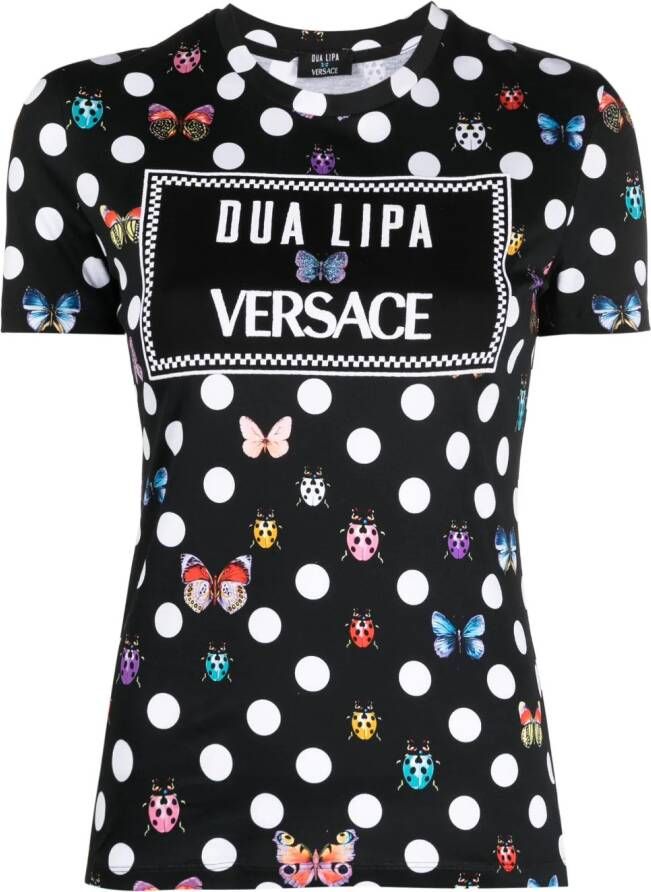 Versace x Dua Lipa T-shirt met veiligheidsspeld Zwart