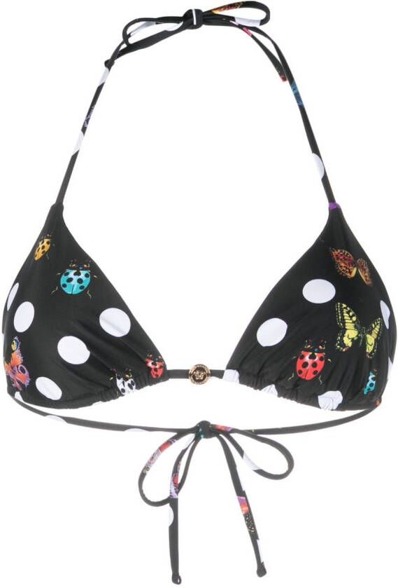 Versace x Dua Lipa bikinitop met vlinderprint Zwart