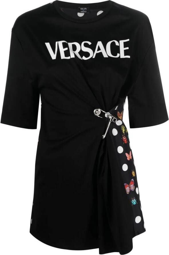 Versace x Dua Lipa T-shirt met veiligheidsspeld Zwart