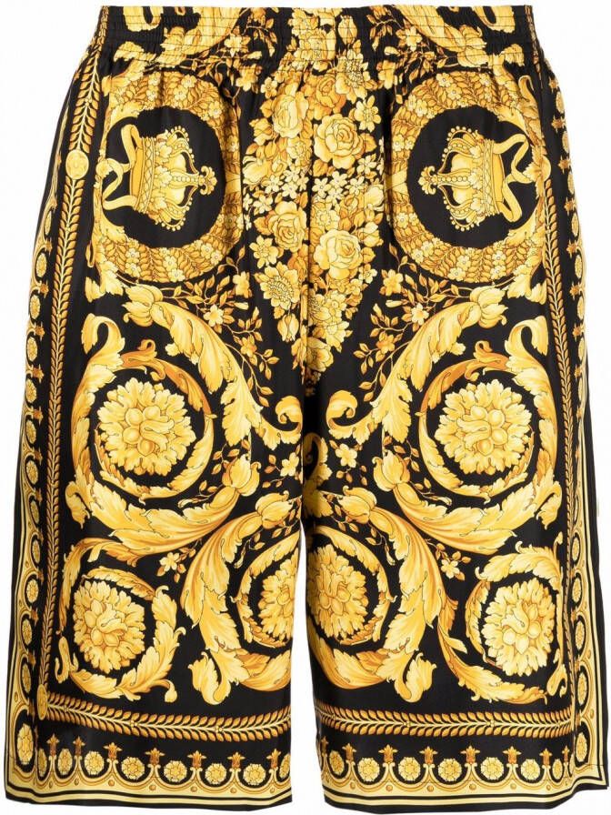 Versace Barocco zijden shorts Zwart