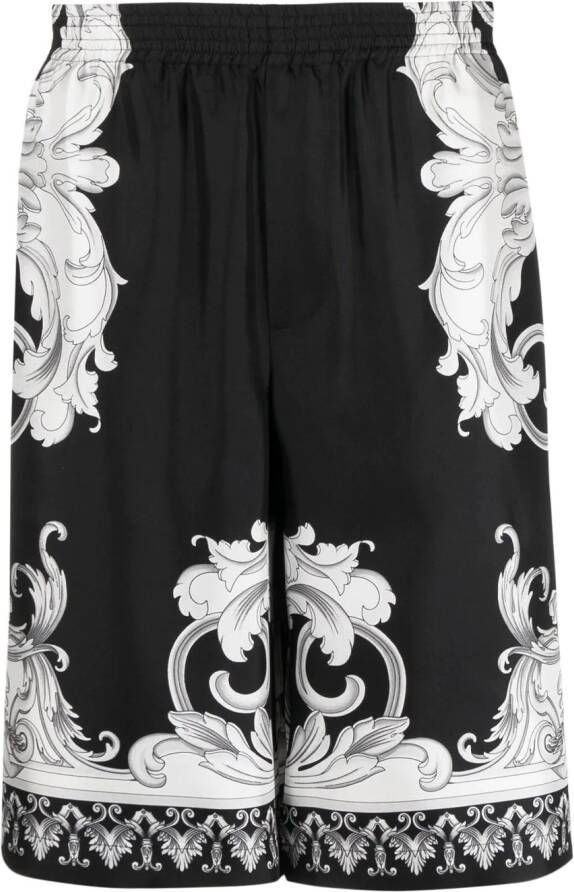 Versace Zwembroek met barokprint Zwart