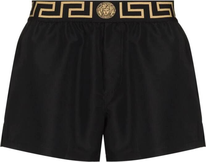 Versace Zwembroek met Greca tailleband Zwart
