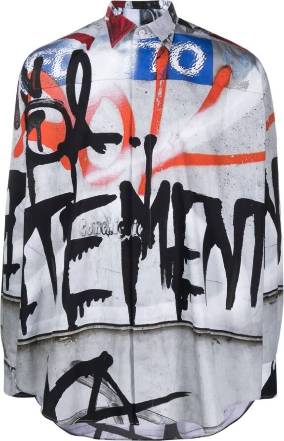 VETEMENTS Shirt met graffiti-print Grijs