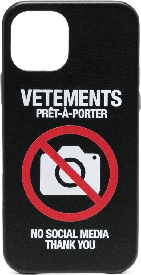 VETEMENTS No Social Media iPhone 12 Pro hoesje Zwart