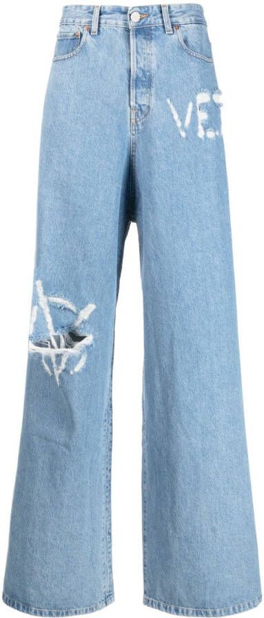 VETEMENTS Gerafelde jeans Blauw
