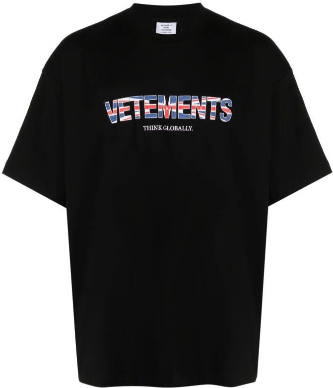 VETEMENTS T-shirt met logoprint Zwart