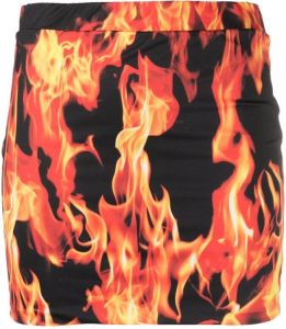 VETEMENTS Mini-rok met vlammenprint Zwart