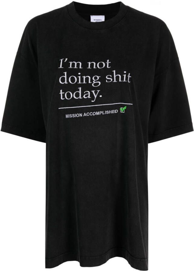VETE TS Not Doing slogan-print T-shirt Zwart
