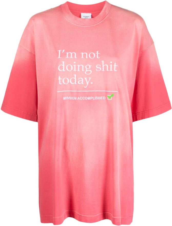 VETEMENTS T-shirt met tekst Roze