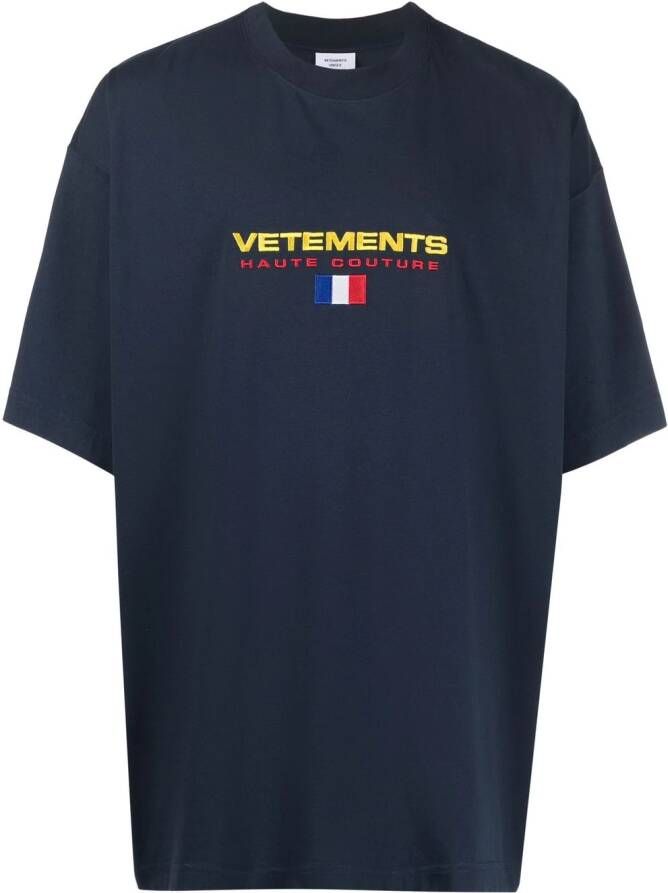 VETE TS T-shirt met geborduurd logo Blauw