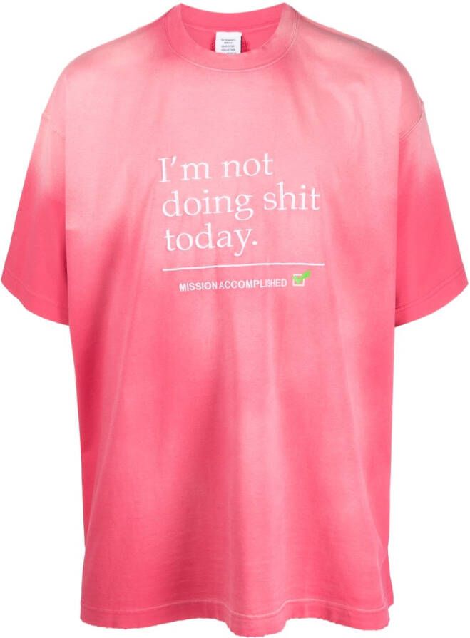 VETEMENTS T-shirt met geborduurde tekst Roze