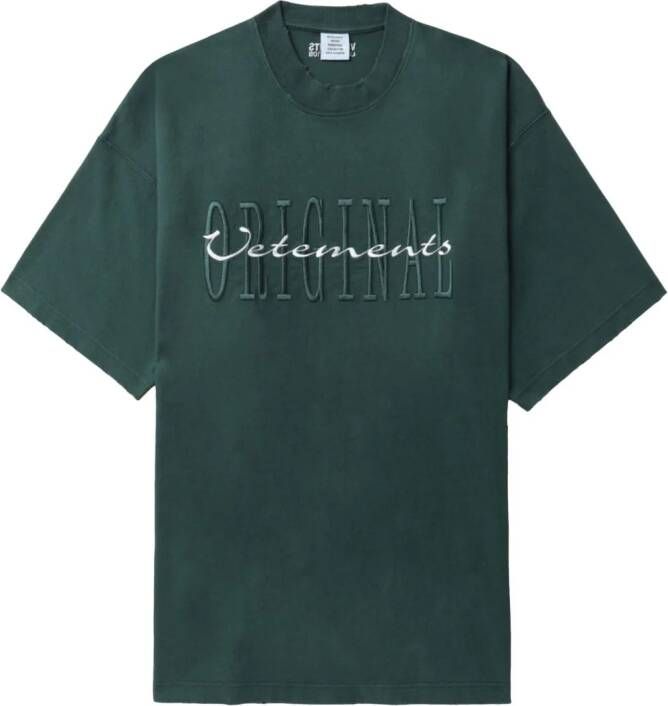VETEMENTS T-shirt met gerafelde kraag Groen
