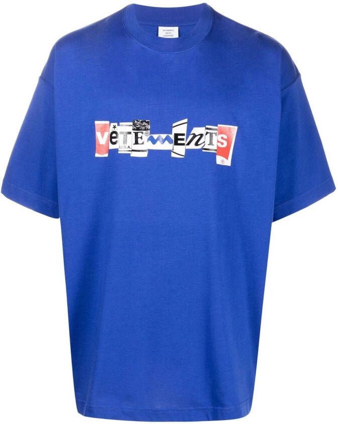 VETE TS T-shirt met logoprint Blauw