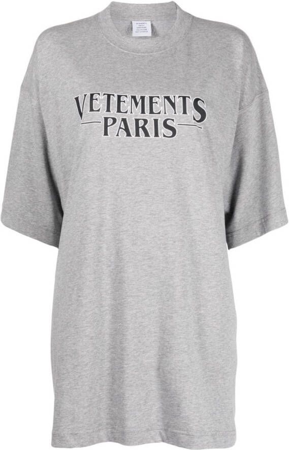 VETEMENTS T-shirt met logoprint Grijs
