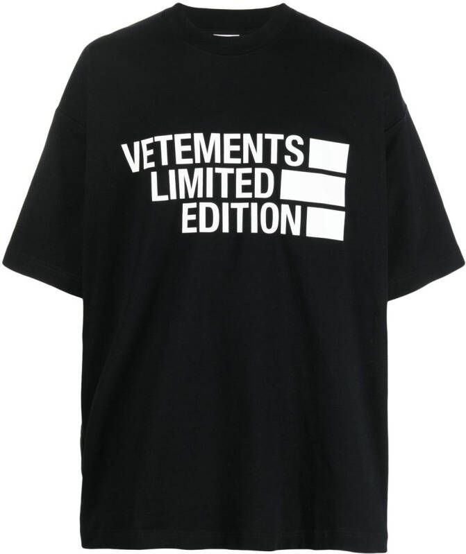 VETEMENTS T-shirt met logoprint Zwart