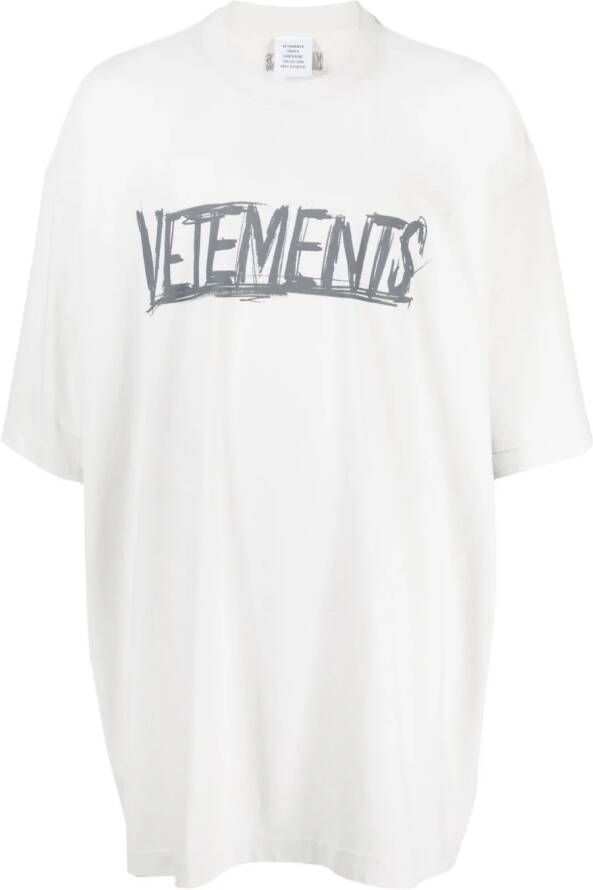 VETEMENTS T-shirt met logoprint Grijs