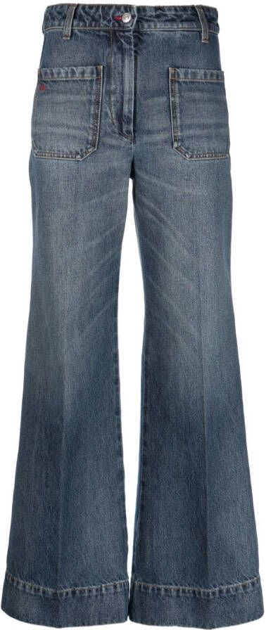 Victoria Beckham Tweekleurige jeans Blauw