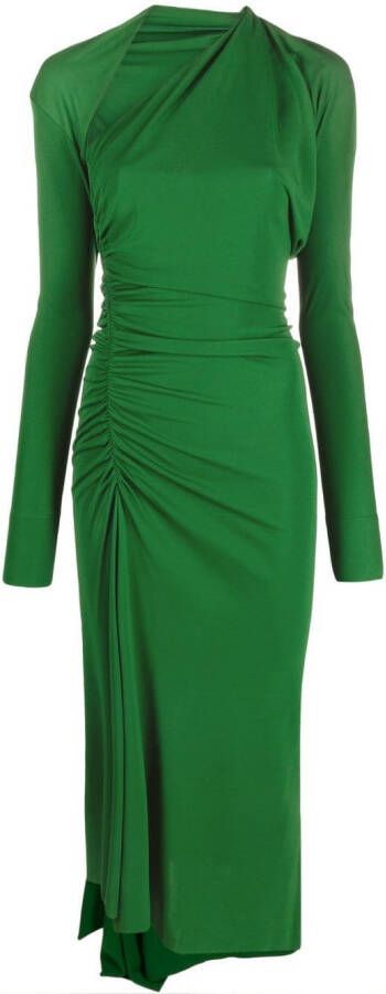 Victoria Beckham Midi-jurk met ruches Groen