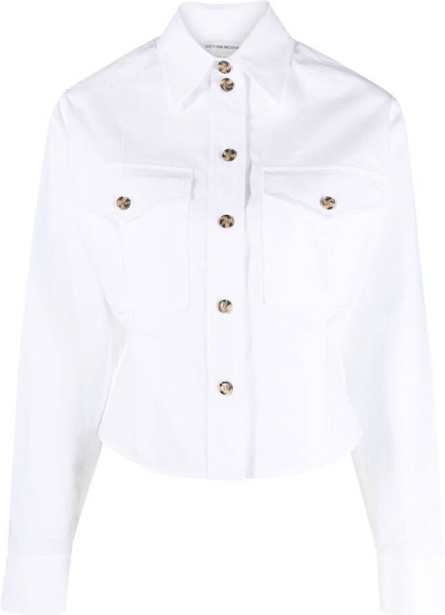 Victoria Beckham Cropped blouse Wit