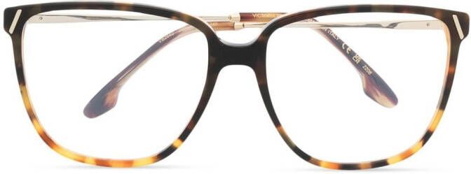 Victoria Beckham Eyewear Bril met schildpadschild design Bruin