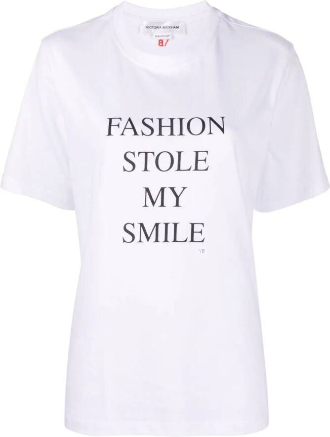 Victoria Beckham T-shirt met tekst Wit