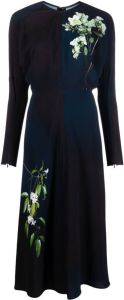 Victoria Beckham floral-print long-sleeve dress Blauw