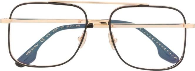 Victoria Beckham Grooved bril met vierkant montuur Goud