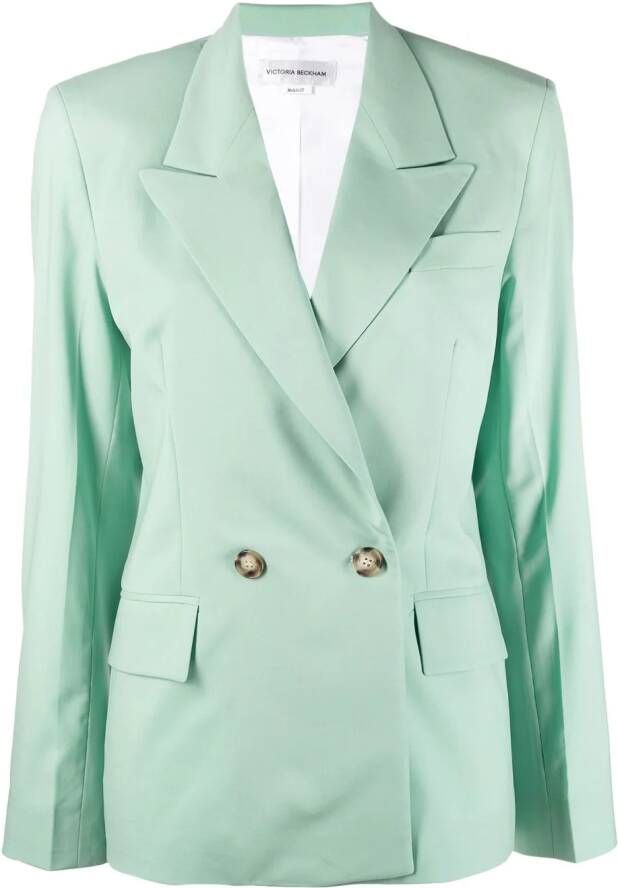 Victoria Beckham Lichtgewicht colbert Groen