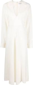 Victoria Beckham Midi-jurk met lange mouwen Wit