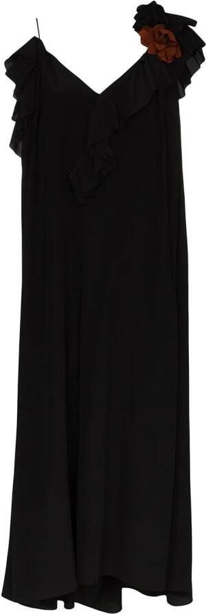 Victoria Beckham Midi jurk met ruche afwerking dames zijde 6 Zwart