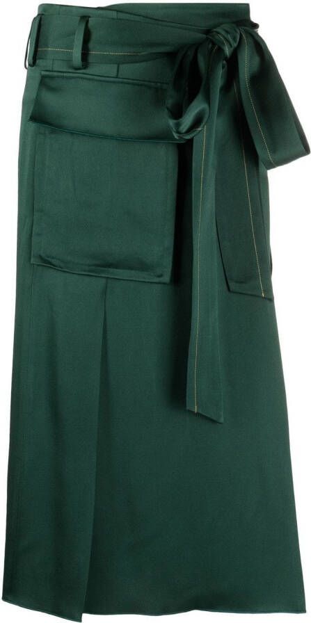 Victoria Beckham Satijnen midi-rok Groen