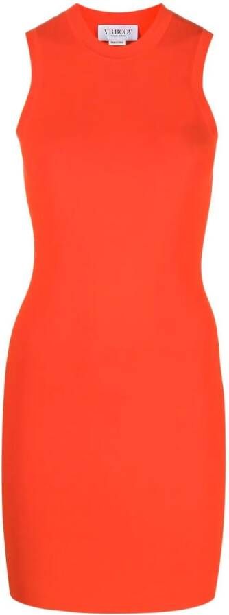 Victoria Beckham Ribgebreide mini-jurk Oranje