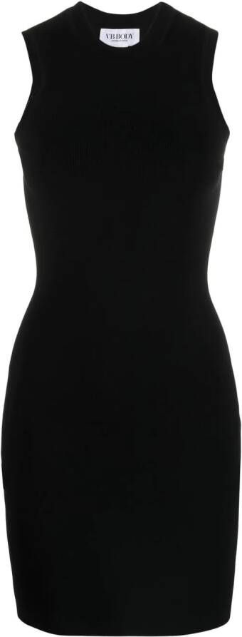 Victoria Beckham Ribgebreide mini-jurk Zwart