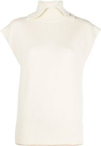 Victoria Beckham roll-neck sleeveless knitted top Beige