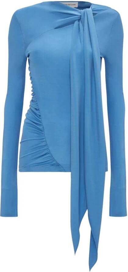 Victoria Beckham Top met lange mouwen met gestrikt detail Blauw