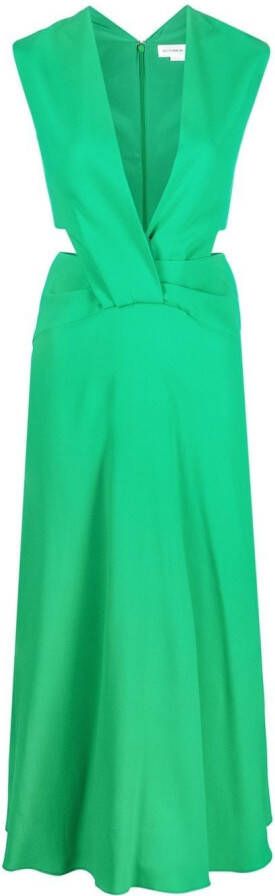 Victoria Beckham Midi-jurk met uitgesneden detail Groen