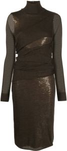 Victoria Beckham Midi-jurk met pailletten Bruin