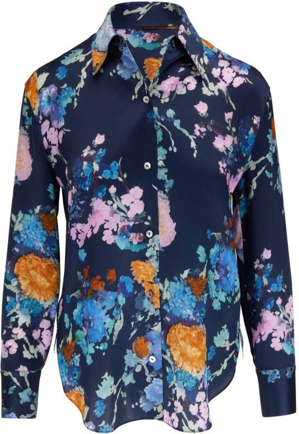 Vince Blouse met bloemenprint Blauw