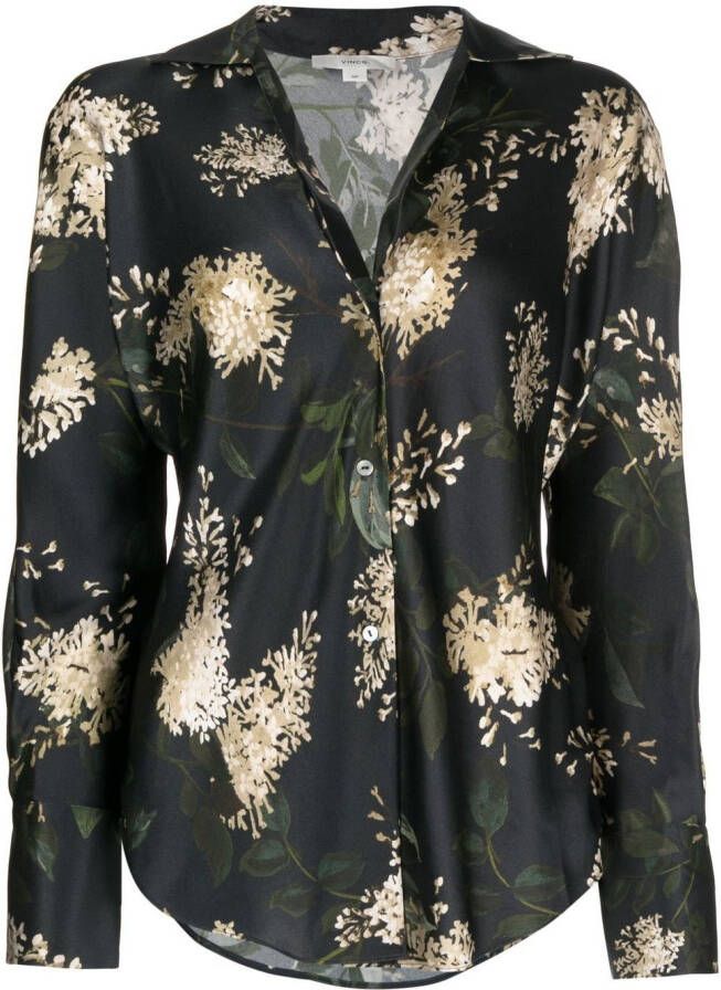 Vince Blouse met bloemenprint Zwart